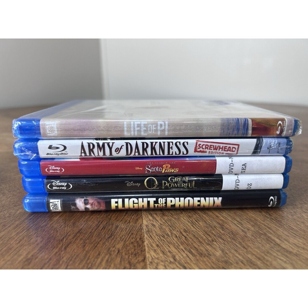 Blu Ray Movie Lot of 5 Life of Pi Army of Darkness Oz Santa Paws Phoenix 2 new